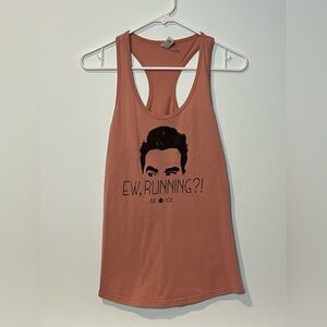 Schitts Creek Women’s Coral Ew Running Athletic Shirt, Size Medium